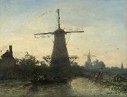 Johan Barthold Jongkind Mills near Rotterdam Sweden oil painting artist